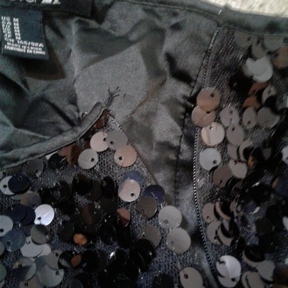 Forever 21 Jet Black Sequins Short Skirt NWT - Picture 9 of 13